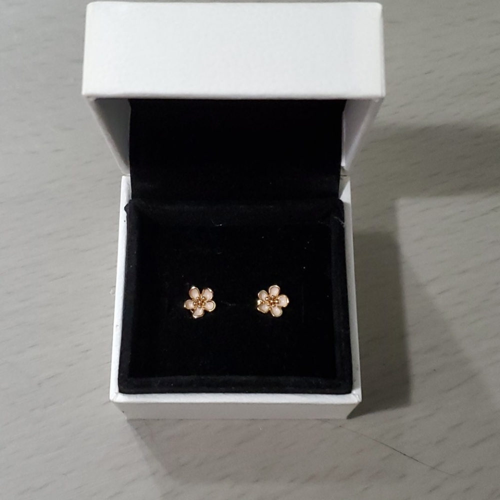 Pandora 14K Gold Cherry Blossom Earrings